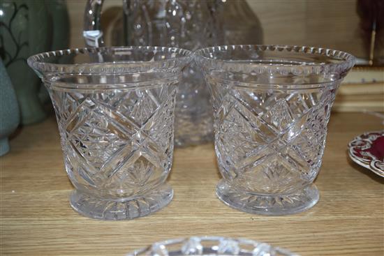 A pair of 19th century cut glass decanters and other cut glasswares